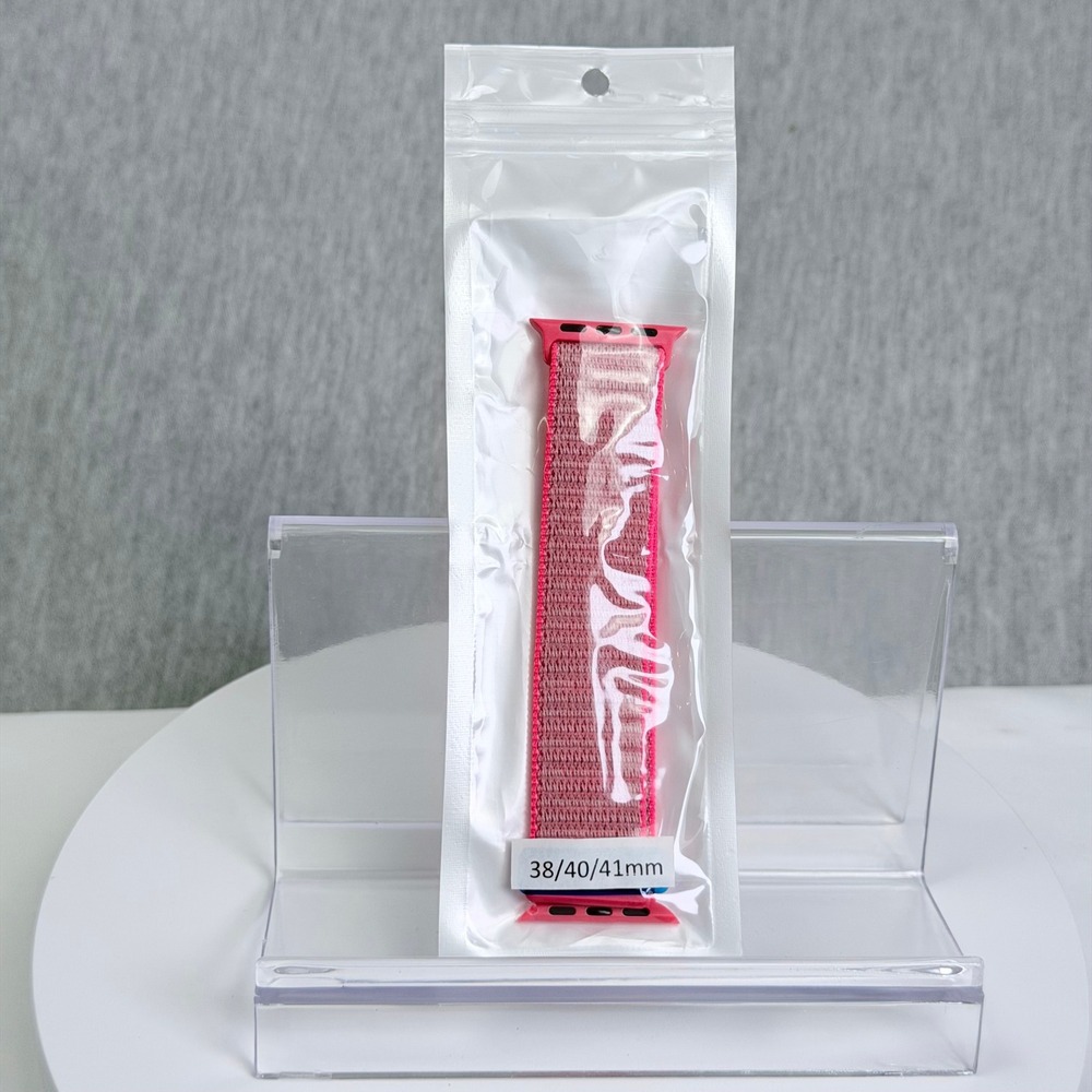 Pink Nylon Sport Loop Watch Band for 38mm 40mm 41mm Smartwatch Strap